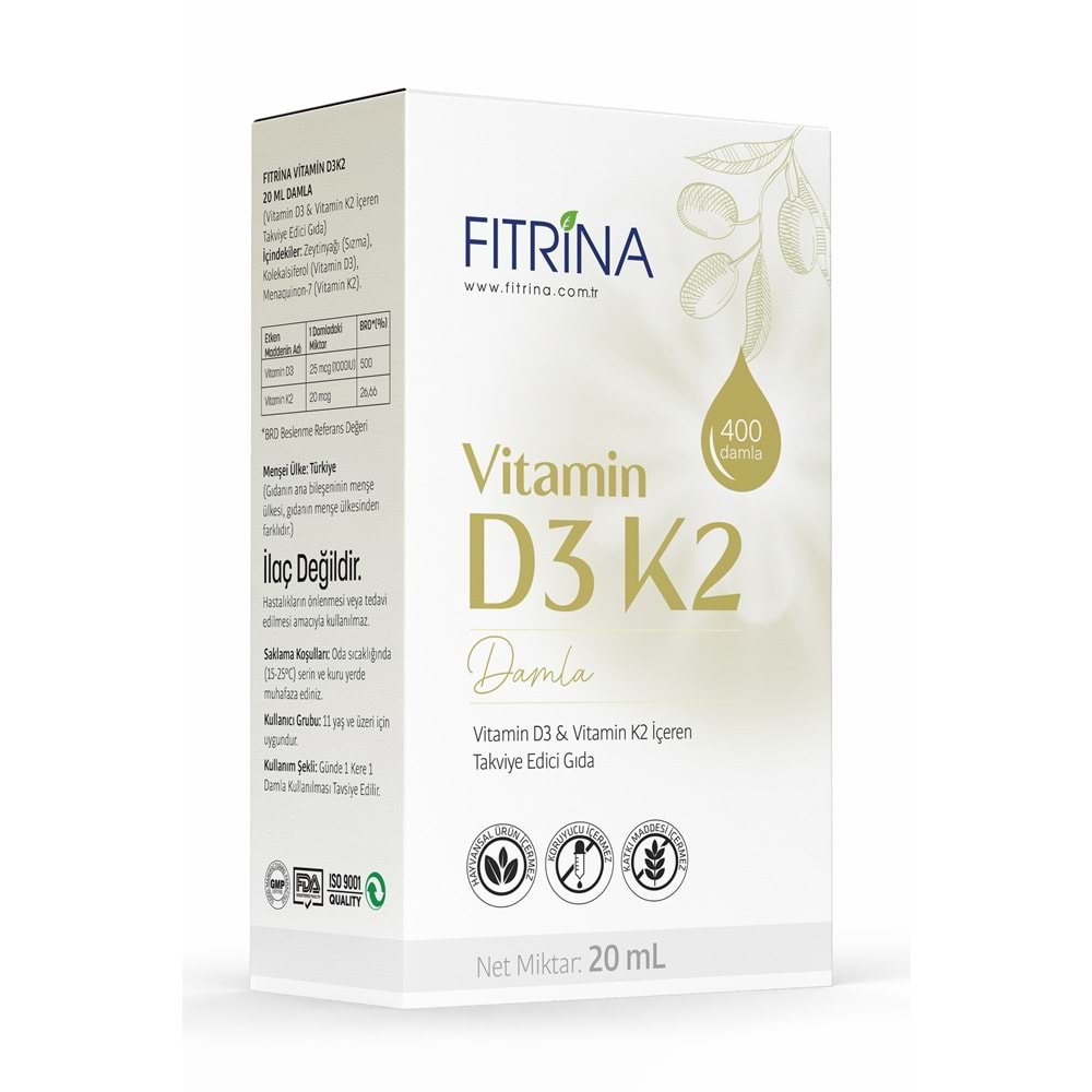 FITRİNA VİTAMİN D3K2 DAMLA 20 ML