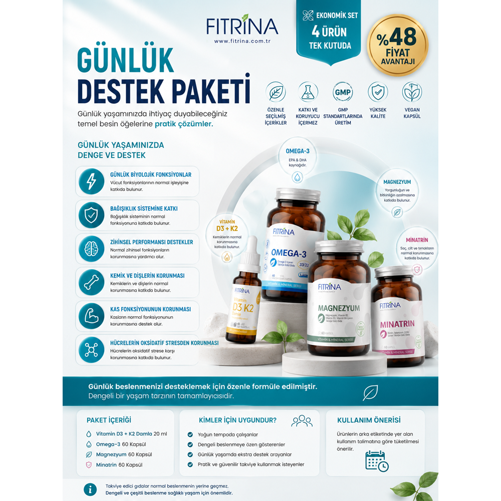 FITRİNA SEMPATİK PAKET 1 (D3K2, OMEGA 3, MAGNEZYUM, MİNATRİN)