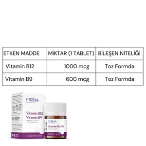 FITRİNA B12 & B9 FOLİK ASİT 30 TABLET