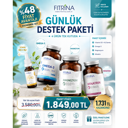 FITRİNA SEMPATİK PAKET 1 (D3K2, OMEGA 3, MAGNEZYUM, MİNATRİN)
